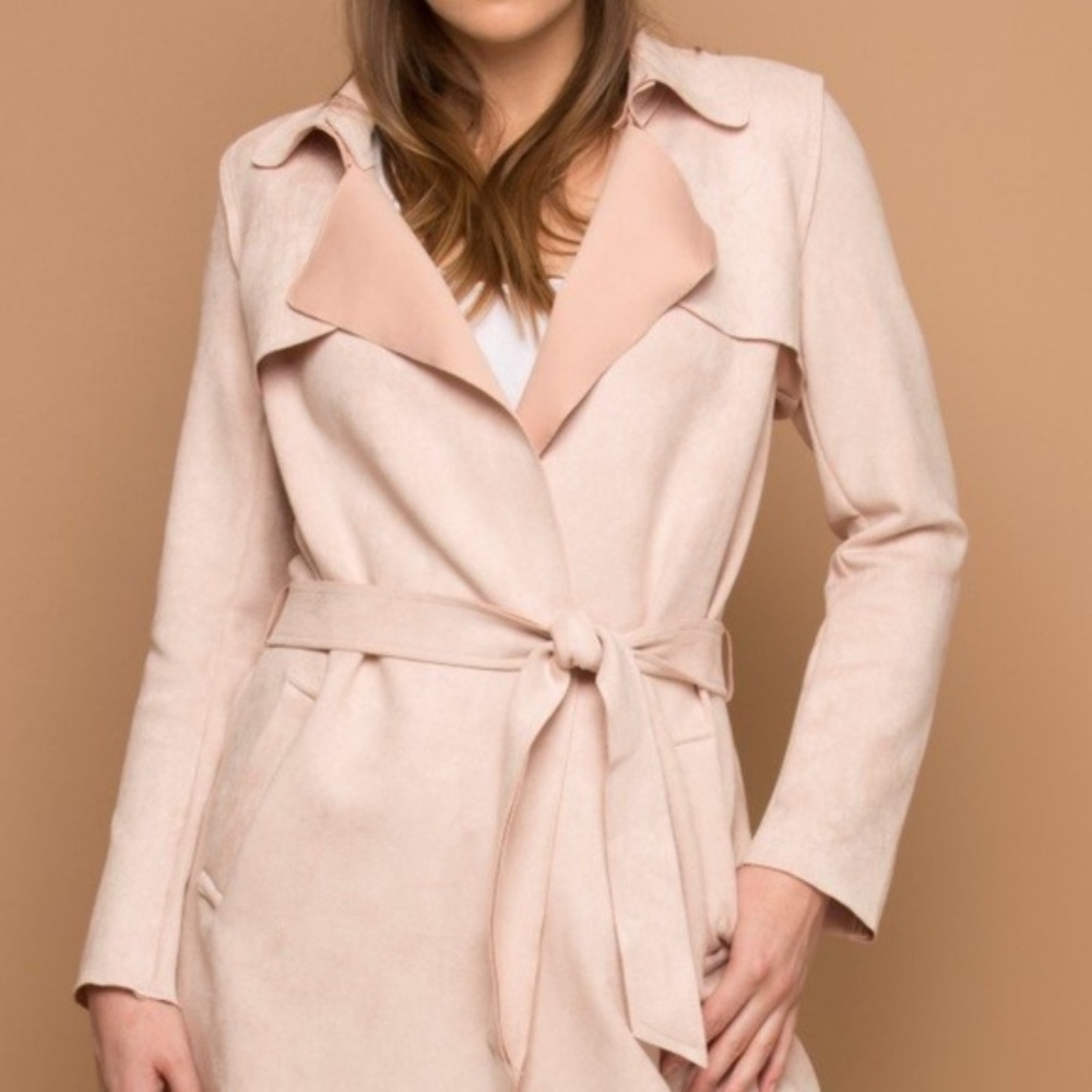 PATRICIA Suede Trench Coat - Pink - Picture 4 of 5